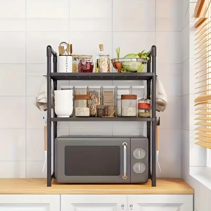 Kitchen Appliances Countertop - Neujahr: Robustes, verstellbares, stapelbares, faltbares Teleskop-Aufbewahrungsregal/Mikrowellenständer