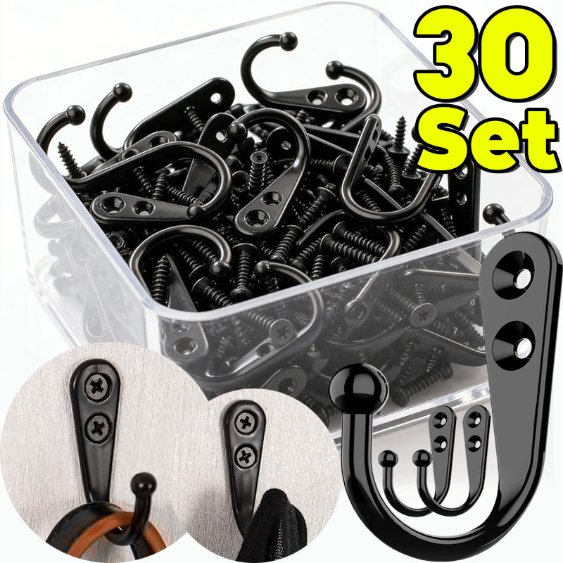 Kitchen Appliances Rack - Schwarze Metallhaken mit Schrauben, Wandmontierte Aufhängehaken