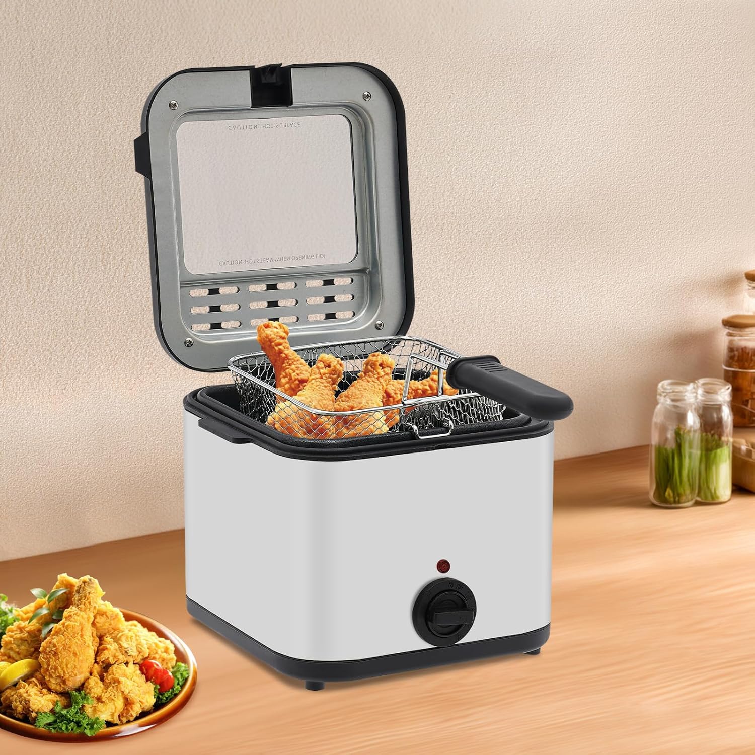 Kitchen Appliances Countertop - Elektrische Tischfritteuse, 2,64 Liter, 1000W, Edelstahl-Fritteuse